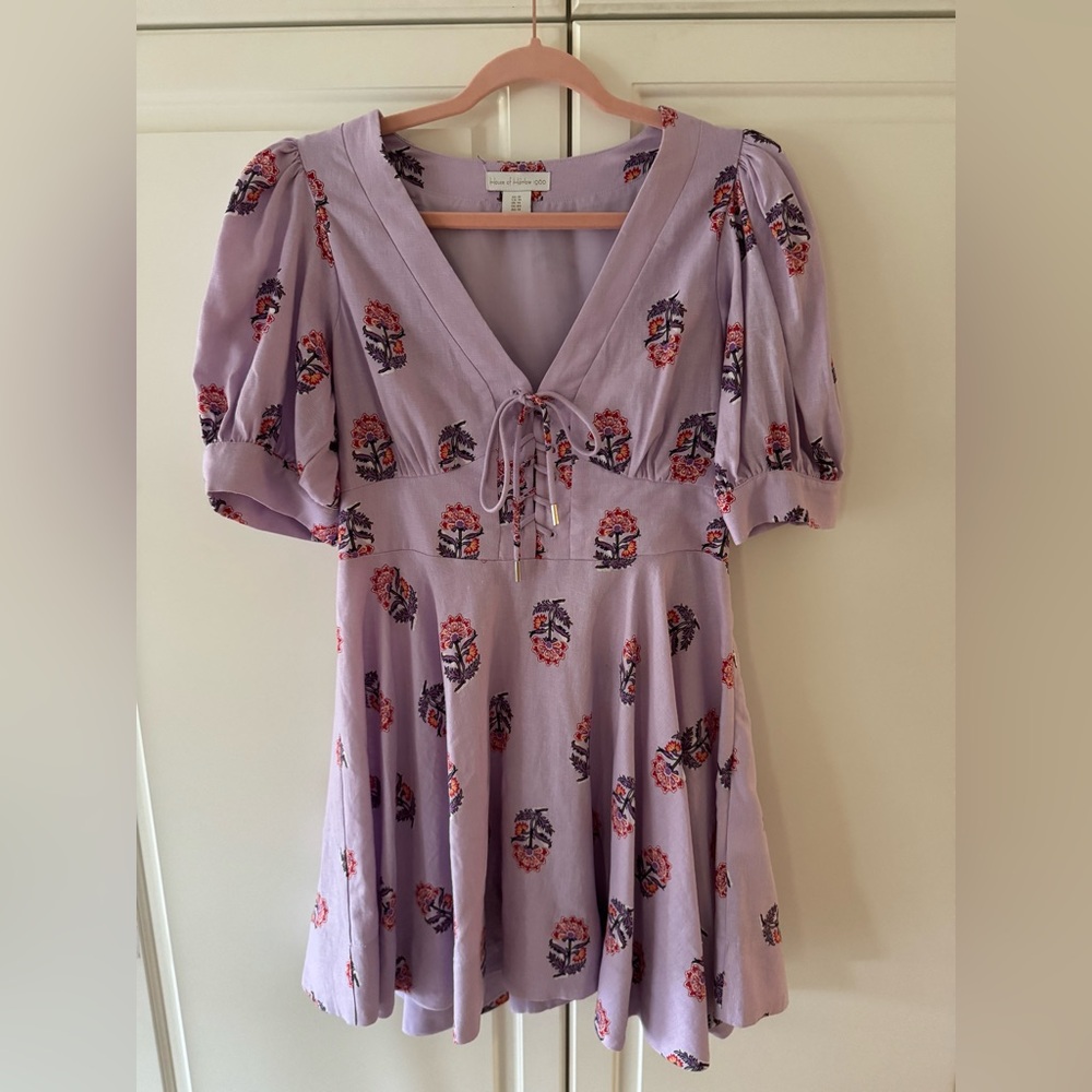 Floral Lace-Up Dress in Lavender - Picture 5 of 7
